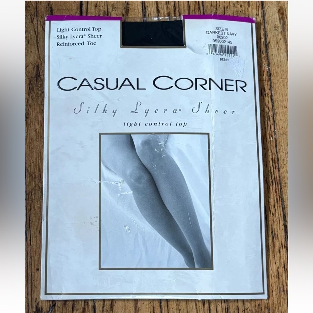 Vintage Casual Corner Pantyhose Silky Lycra Sheer Darkest Navy Size B